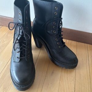 Dr. Martens Black Lace-Up Platform Heel Boots
